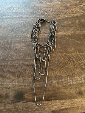 Multi-Strand Gun Metal Bead Necklace